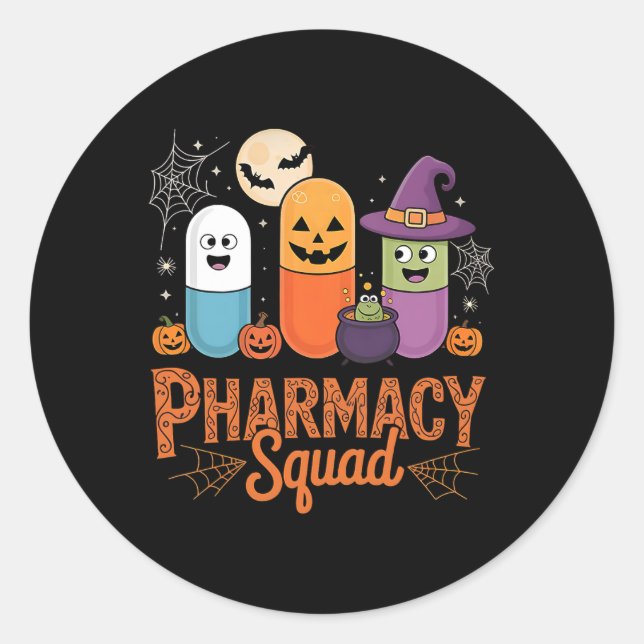 Funny Pills Pharmacy Pharmacist Squad Niedlich Hal Runder Aufkleber (Vorderseite)