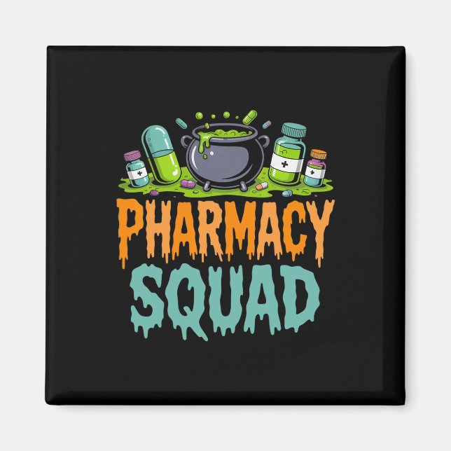 Funny Pills Pharmacy Squad Halloween Pa Magnet (Vorne)