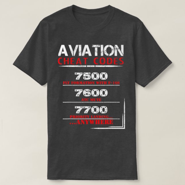 Funny Pilot Aviation cheat code T-Shirt (Design vorne)