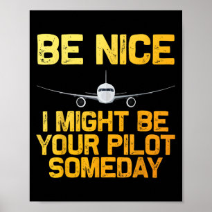 Funny Pilot Design Frauen Luftfahrzeug Poster