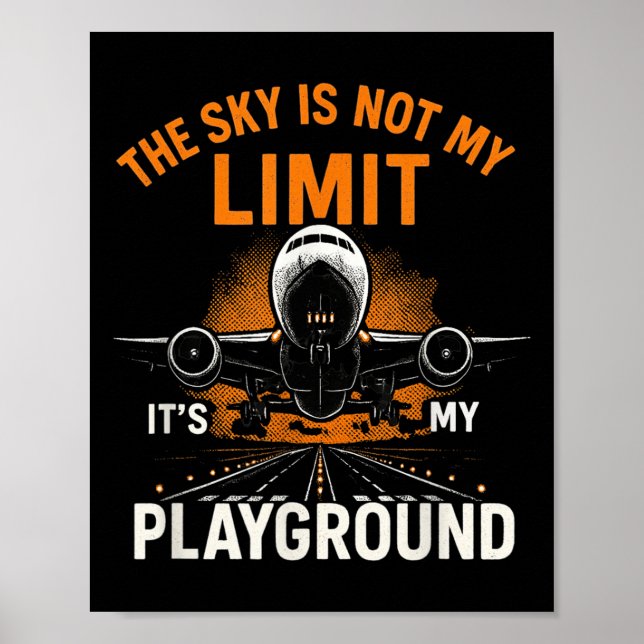Funny Pilot Flight Flight Flugzeug Pilot Sky Nicht Poster (Vorne)