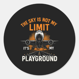 Funny Pilot Flight Flight Flugzeug Pilot Sky Nicht Runder Aufkleber