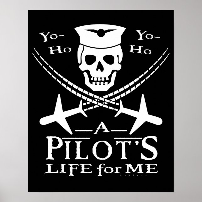 Funny Pilot Skull Cross Flugzeuge Piraterie Spaß Poster (Vorne)