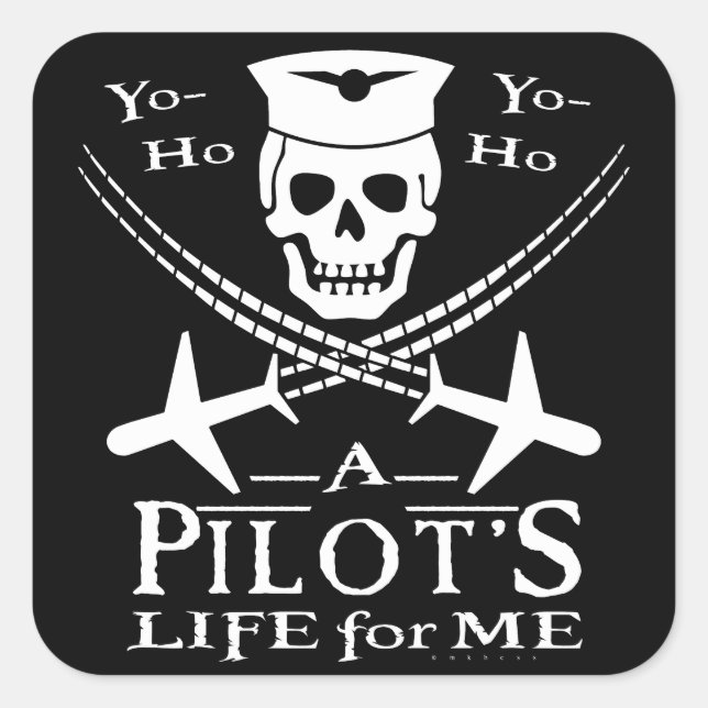 Funny Pilot Skull Cross Flugzeuge Piraterie Spaß Quadratischer Aufkleber (Vorderseite)