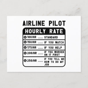 Funny Pilot Stundenflugverkehr Postkarte