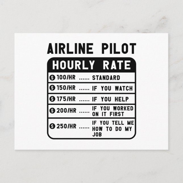 Funny Pilot Stundenflugverkehr Postkarte (Vorderseite)
