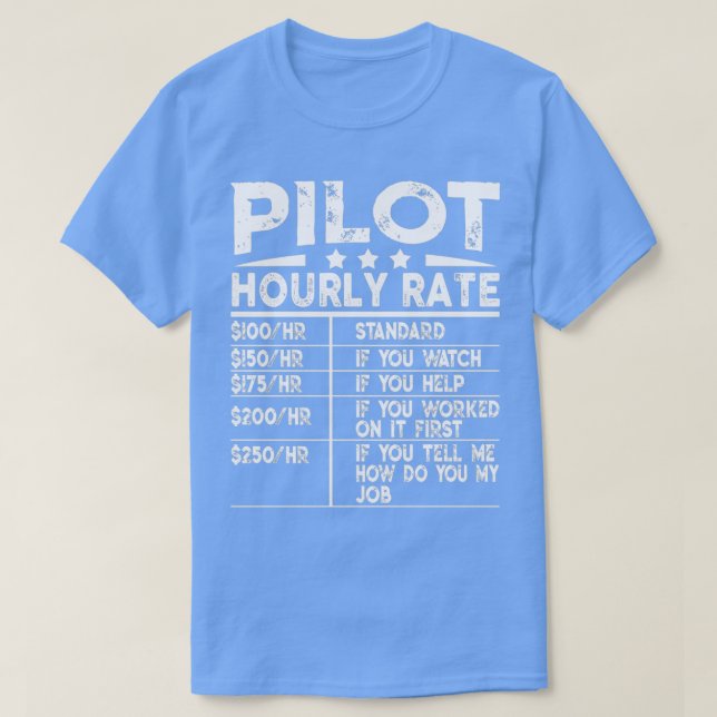 Funny Pilot Stundenpreis T-Shirt (Design vorne)