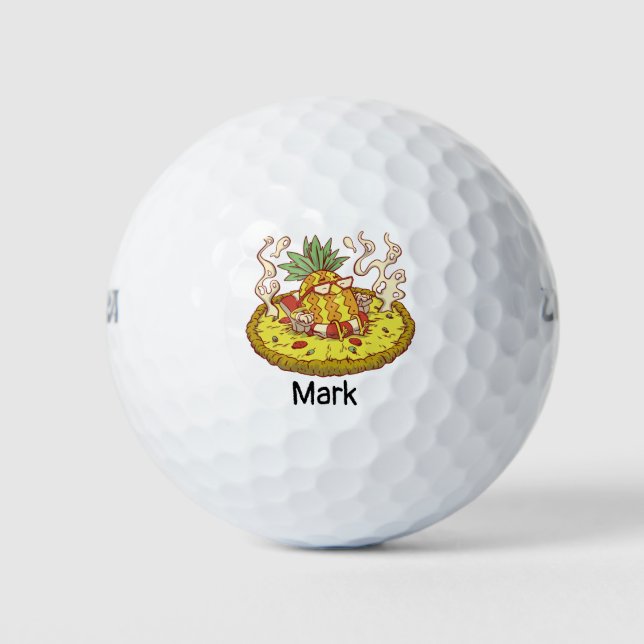 Funny Pineapizza für den Sommer Golfball (Vorderseite)