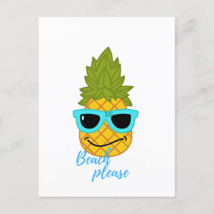 Funny Pineapple Chilling With Summer Sunglasses   Postkarte