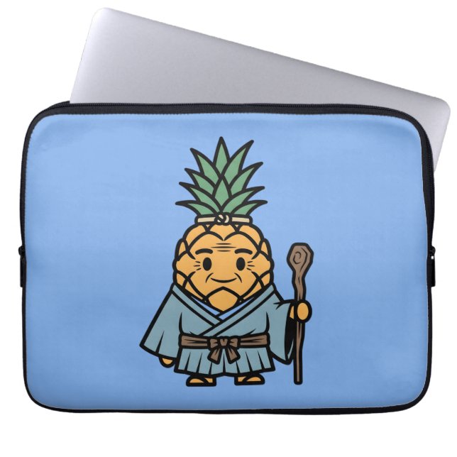 Funny Pineapple Sensei Master Samurai Illustration Laptopschutzhülle (Vorderseite)
