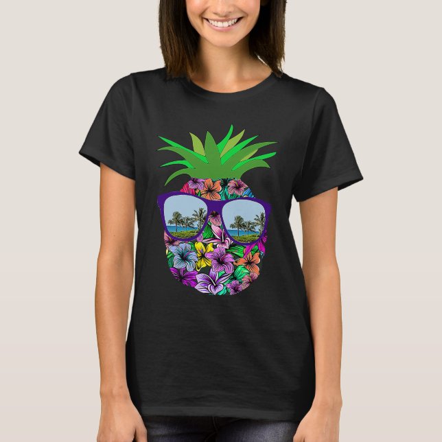 Funny Pineapple Sunglasses Aloha Hawaiian Hawaii B T-Shirt (Vorderseite)