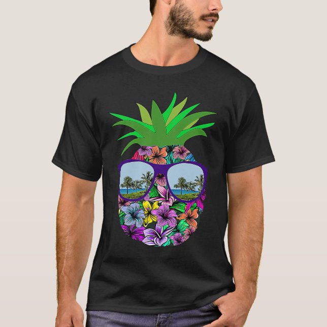 Funny Pineapple Sunglasses Aloha Hawaiian Hawaii B T-Shirt (Vorderseite)