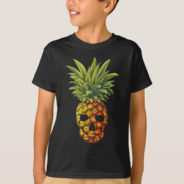 Funny Pineapse Fruit Skull T-Shirt (Vorderseite)