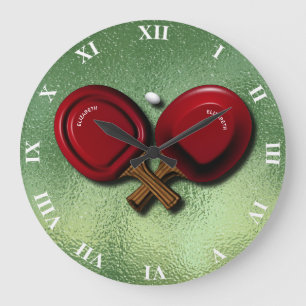 Funny Ping Pong Table Tennis Paddle With Oval Ball Große Wanduhr