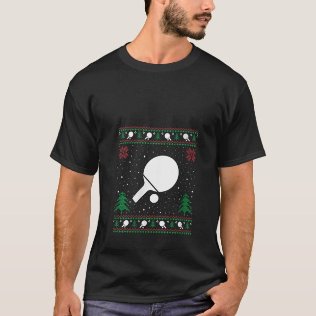 Funny Ping Pong Weihnachtsmannmütze Ugly Christmas T-Shirt (Vorderseite)