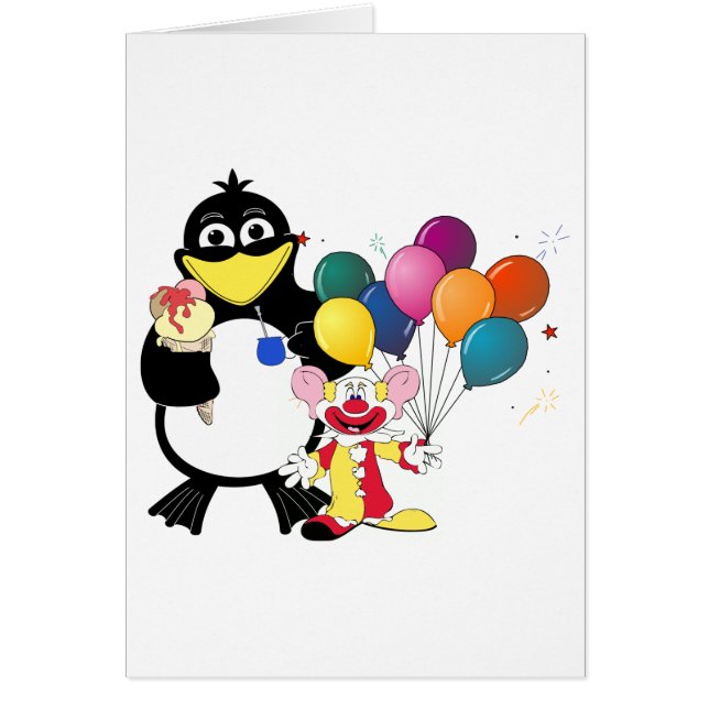 Funny Pinguin & Clown Cartoon (Vorne)