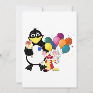 Funny Pinguin & Clown Cartoon