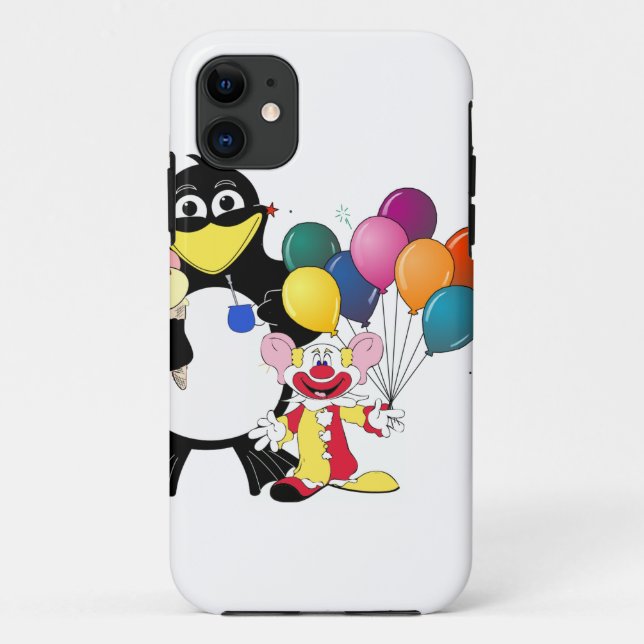 Funny Pinguin & Clown Cartoon Case-Mate iPhone Hülle (Rückseite)