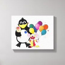 Funny Pinguin & Clown Cartoon