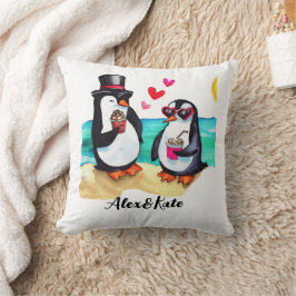 Funny Pinguin Couple, Tiere in Liebe Kissen