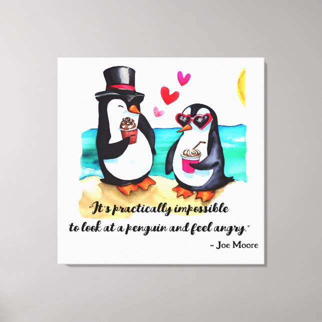 Funny Pinguin Couple, Tiere in Liebe Leinwanddruck (Vorderseite)