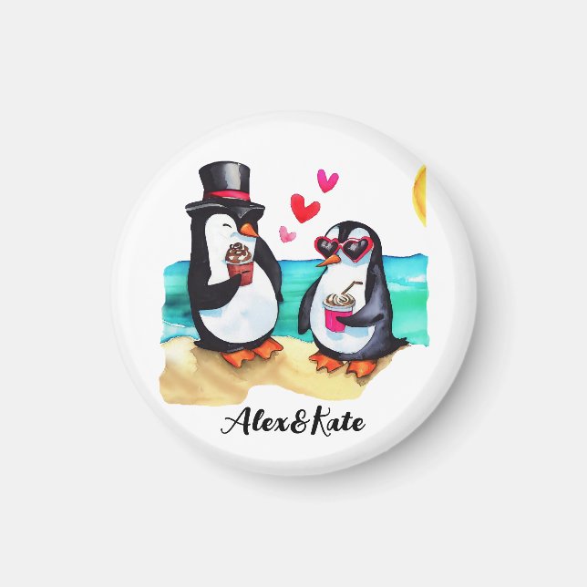 Funny Pinguin Couple, Tiere in Liebe Magnet (Vorne)