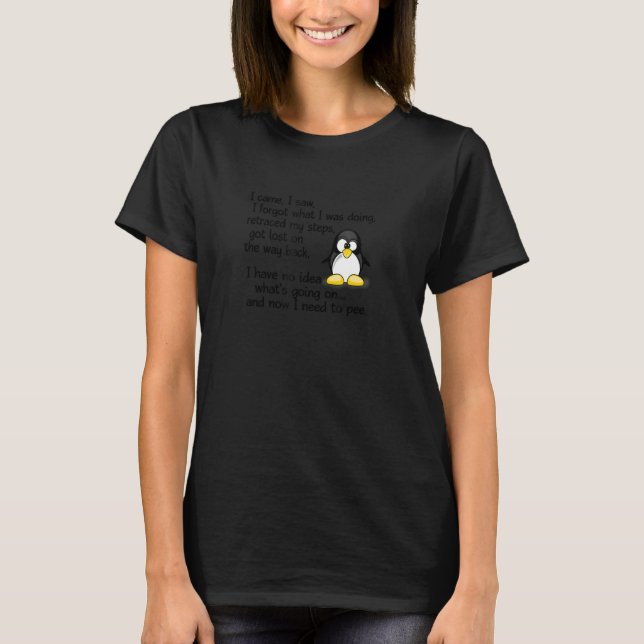 Funny Pinguin Damen Pensionäre Pensionierung vor T-Shirt (Vorderseite)