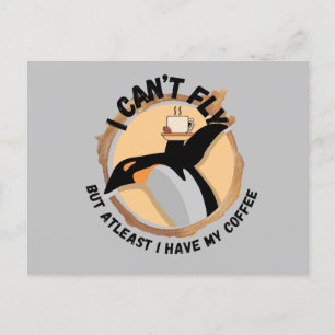 Funny Pinguin Drink Coffee  Postkarte