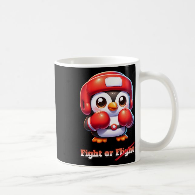 Funny Pinguin Flight or Fight Boxing Mixed Martial Kaffeetasse (Rechts)