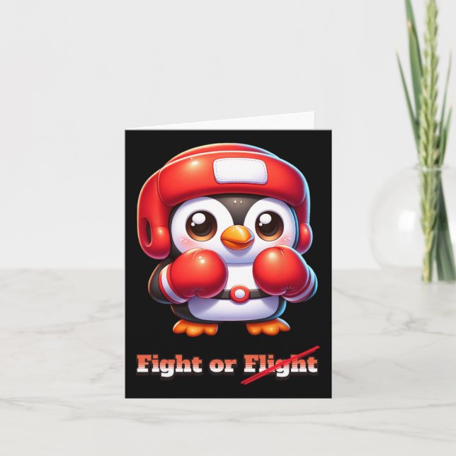 Funny Pinguin Flight or Fight Boxing Mixed Martial Karte (Vorderseite)