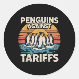Funny Pinguin gegen Zöllen und Zöllen Pingui Runder Aufkleber