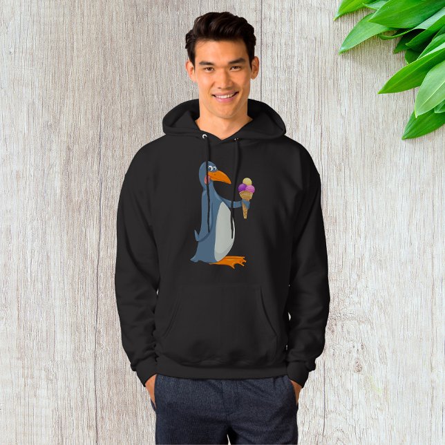 Funny Pinguin mit Eiscreme Mens Hoodie (Von Creator hochgeladen)