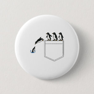 Funny Pinguin Pocket Niedliche Tauchen Pinguin T-S Button