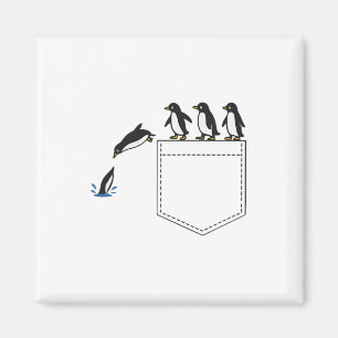 Funny Pinguin Pocket Niedliche Tauchen Pinguin T-S Magnet