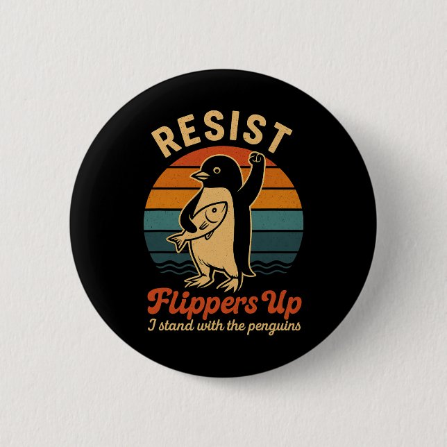 Funny Pinguin Resist Pinguine Protest gegen Tari Button (Vorderseite)