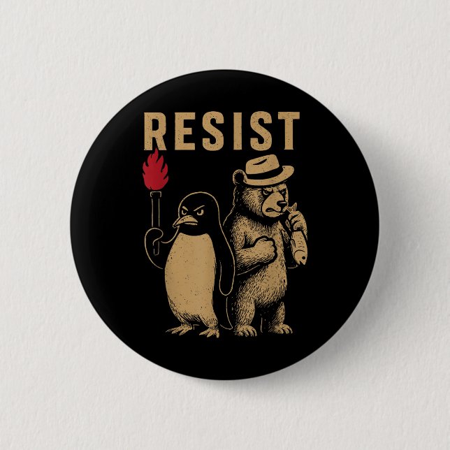 Funny Pinguin Resist Pinguine Protest gegen Tari Button (Vorderseite)