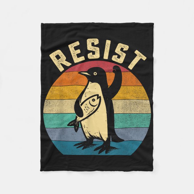 Funny Pinguin Resist Pinguine Protest gegen Tari Fleecedecke (Vorderseite)