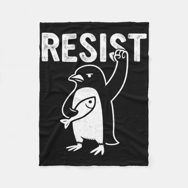 Funny Pinguin Resist Pinguine Protest gegen Tari Fleecedecke (Vorderseite)