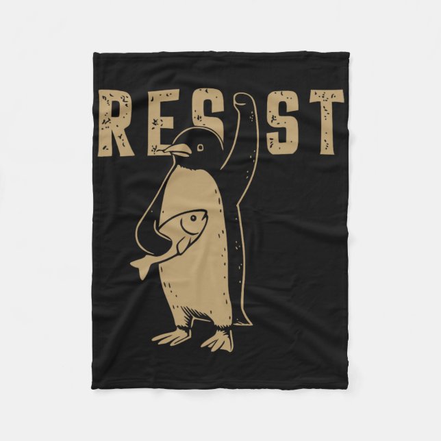 Funny Pinguin Resist Pinguine Protest gegen Tari Fleecedecke (Vorderseite)