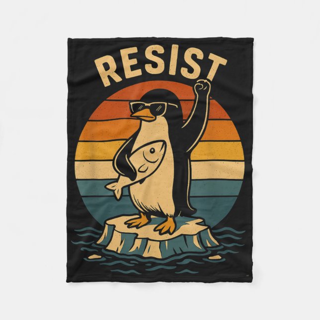 Funny Pinguin Resist Pinguine Protest gegen Tari Fleecedecke (Vorderseite)