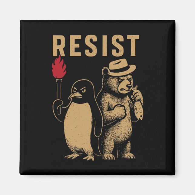 Funny Pinguin Resist Pinguine Protest gegen Tari Magnet (Vorne)