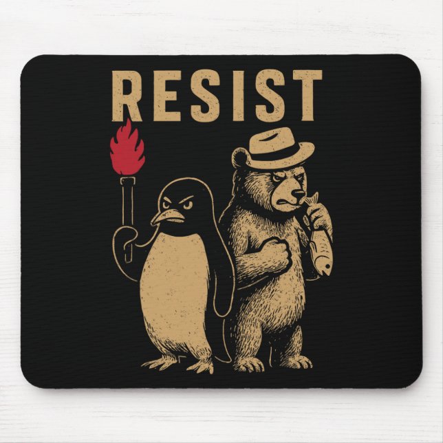 Funny Pinguin Resist Pinguine Protest gegen Tari Mousepad (Vorne)