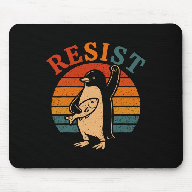 Funny Pinguin Resist Pinguine Protest gegen Tari Mousepad (Vorne)