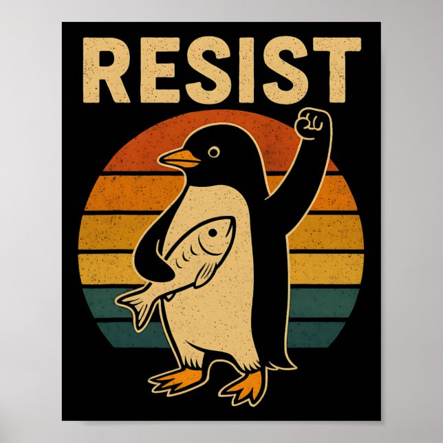 Funny Pinguin Resist Pinguine Protest gegen Tari Poster (Vorne)