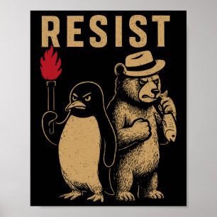 Funny Pinguin Resist Pinguine Protest gegen Tari Poster