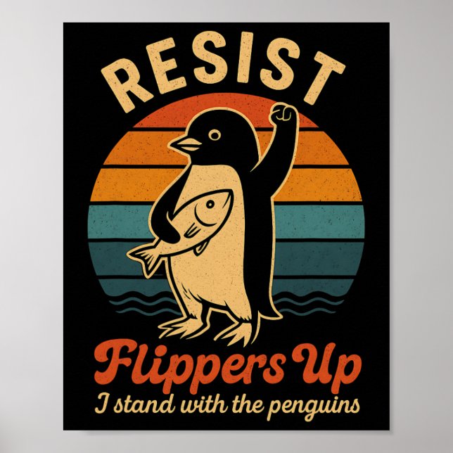 Funny Pinguin Resist Pinguine Protest gegen Tari Poster (Vorne)