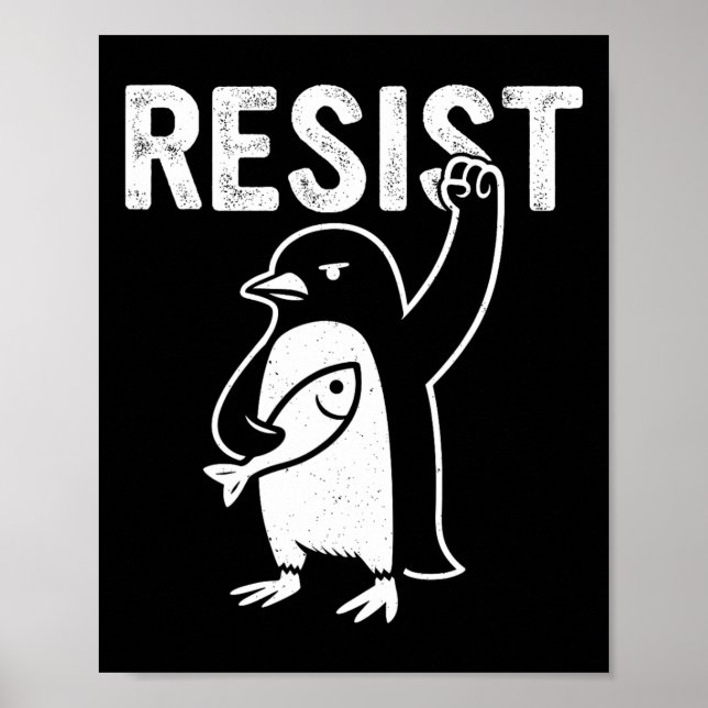 Funny Pinguin Resist Pinguine Protest gegen Tari Poster (Vorne)