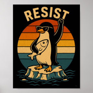 Funny Pinguin Resist Pinguine Protest gegen Tari Poster