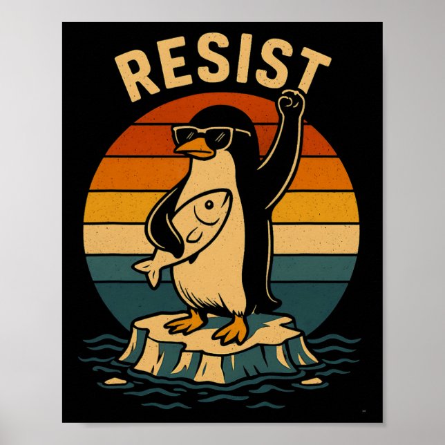 Funny Pinguin Resist Pinguine Protest gegen Tari Poster (Vorne)