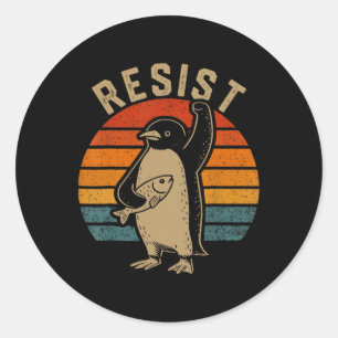 Funny Pinguin Resist Pinguine Protest gegen Tari Runder Aufkleber